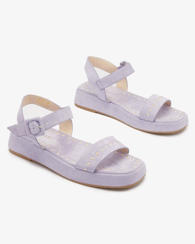 Лилави дамски сандали с камъни Franssia - Обувки