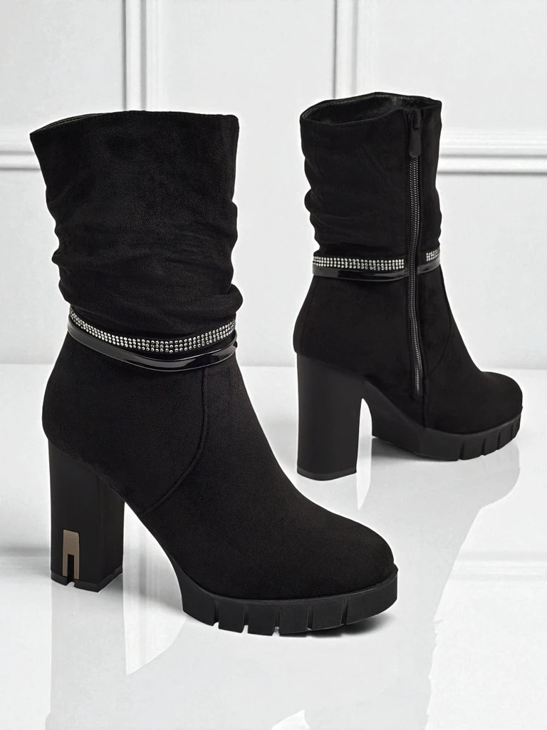 Дамски еко велурени боти на ток BrambleDusk