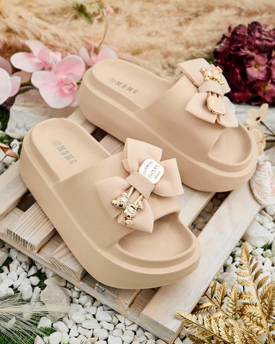 Royalfashion Дамски гумени джапанки с декоративна панделка Apis