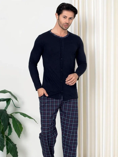 Royalfashion Мъжки памучни пижами на райета