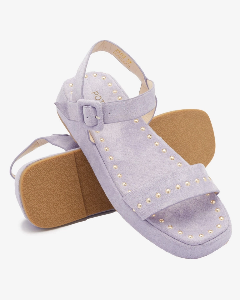 Лилави дамски сандали с камъни Franssia - Обувки