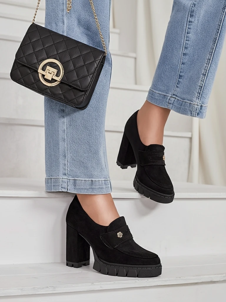 Елегантни черни обувки Anitka от екологична кожа