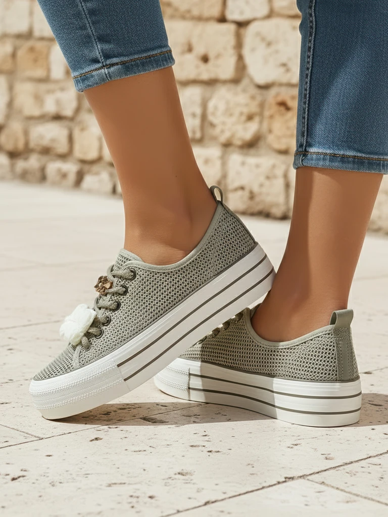 Royalfashion дамски перфорираните маратонки с декорации Osdo