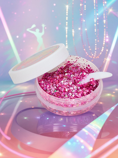 Гел с брокат за декорация на лице в розов цвят