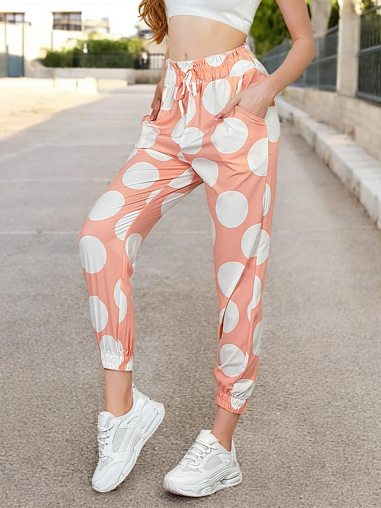 Royalfashion Дамски панталони от плат на точки