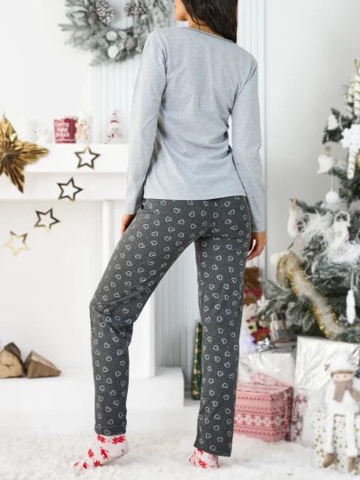 Royalfashion Памучни пижами за жени с принт на сърца