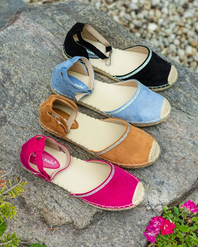 Royalfashion Дамски еспадрили с циркони в синьо Rieta