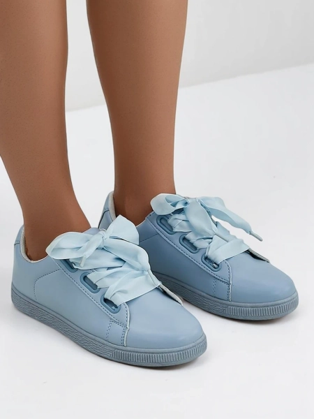 Royalfashion Жени, маратонки от еко-кожа с декоративни връзки Ети