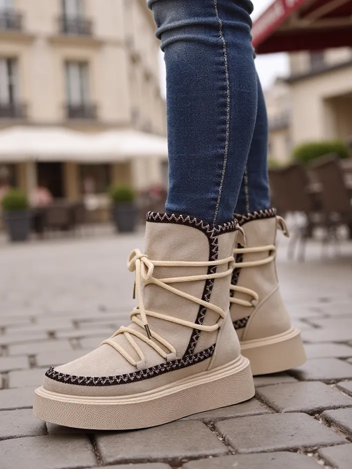 Royalfashion Жени дантелени зимни обувки Stozi