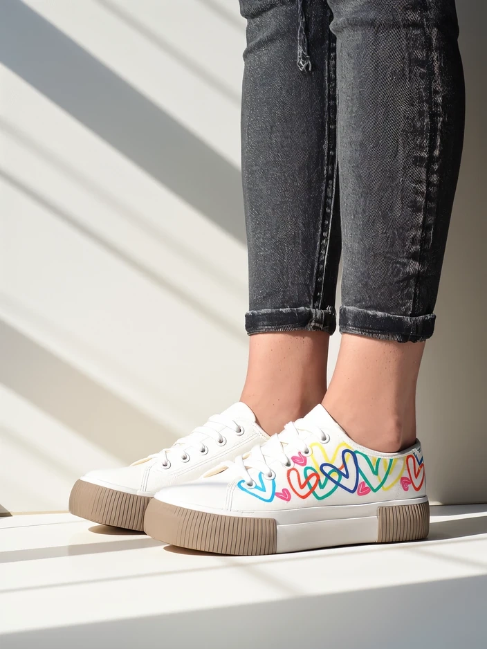 Royalfashion дамски кецове с принт на сърца Sercess