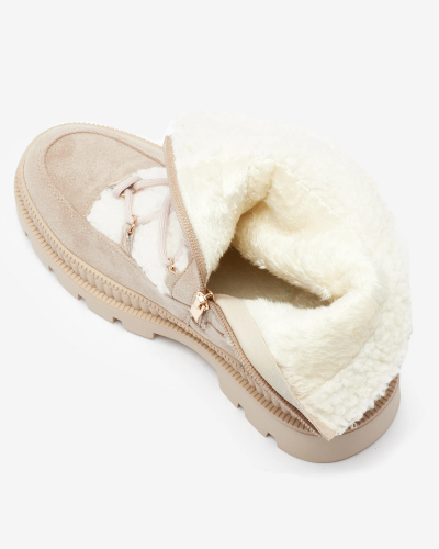 Royalfashion Светлокафяви дамски ловджийски ботуши с овча кожа Getatsa