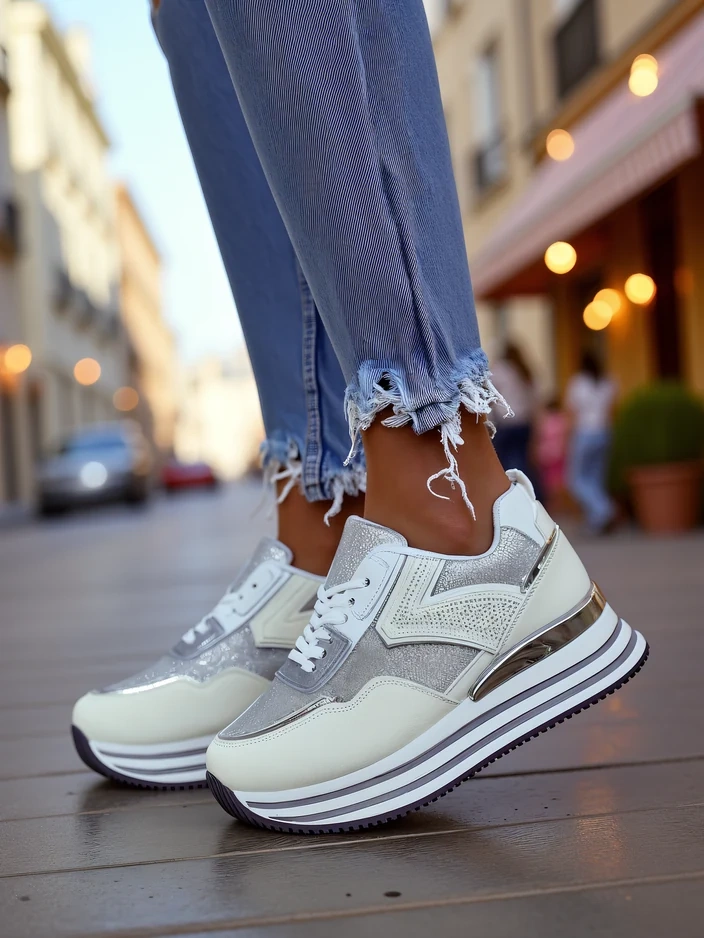 Royalfashion Дамски маратонки с брокат Borovis