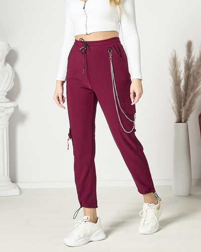 Дамски бойни панталони с цепка в кестеняв цвят- Облекло