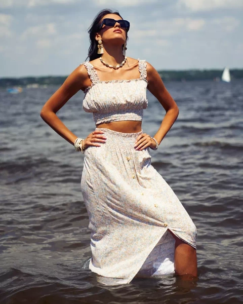 Royalfashion Дамски цветен комплект в жълто