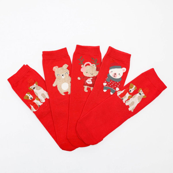 Świąteczne skarpetki damskie za kostkę 5/pak - Bielizna