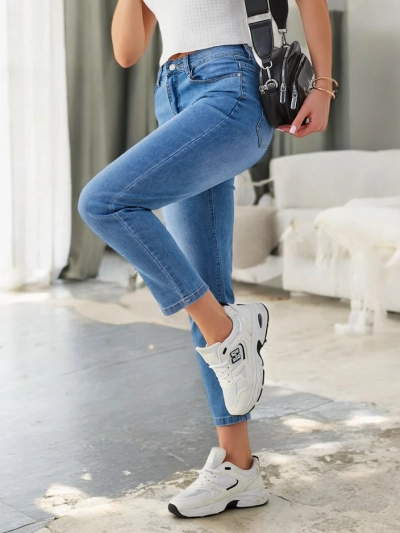 Royalfashion Дамски памучни мама дънки