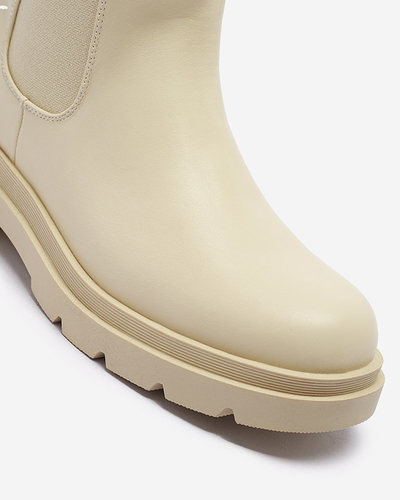 Бежови дамски високи ботуши с плосък ток Vedesa - Облекло