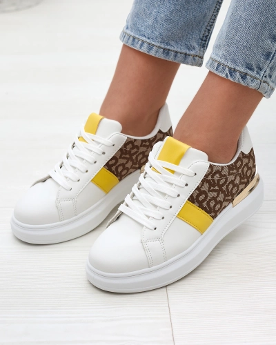 Royalfashion Бели и кафяви дамски спортни обувки Mlysio