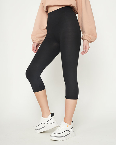 Damskie czarne legginsy o długości 3/4 - Odzież