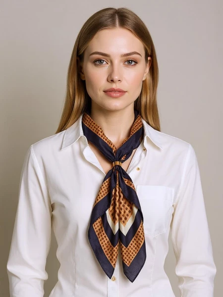 Apollonia – дамски полиестерен шал, светлокафяв, италиански стил, 69x66cm