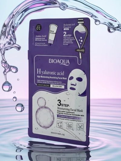 Маска 3В1- 1 почистване на лицето, 2 серум, 3 хидратираща маска с хиалуронова киселина