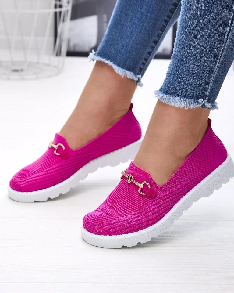 Фуксия Дамски маратонки със златна украса Enelida - Обувки