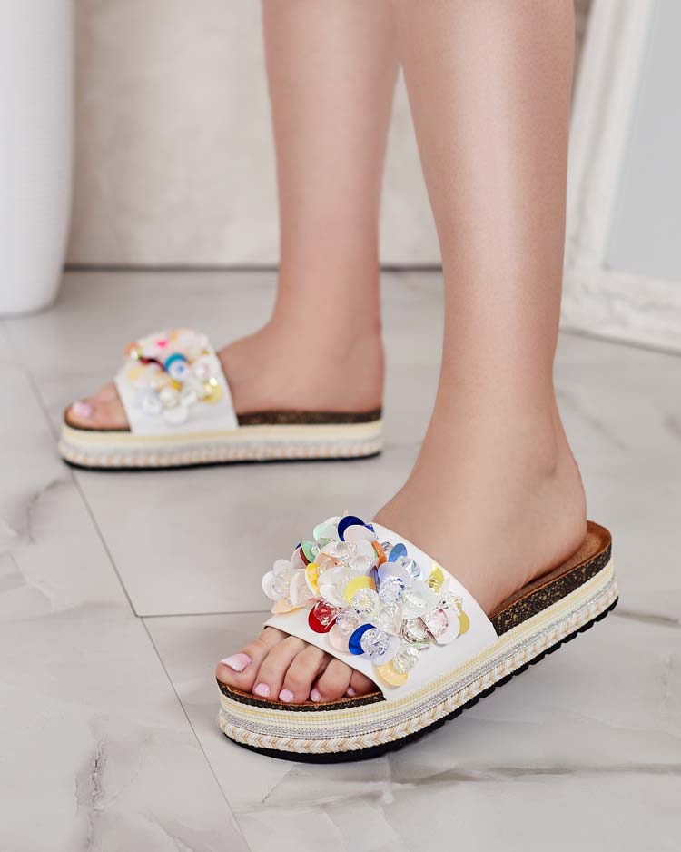 Royalfashion Women's Loassa rhinestone flip-flops