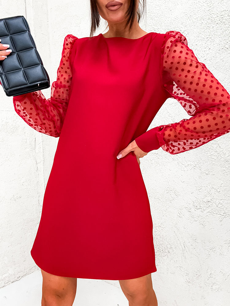 Royalfashion Класическа дамска рокля с дължина до коляното в червено