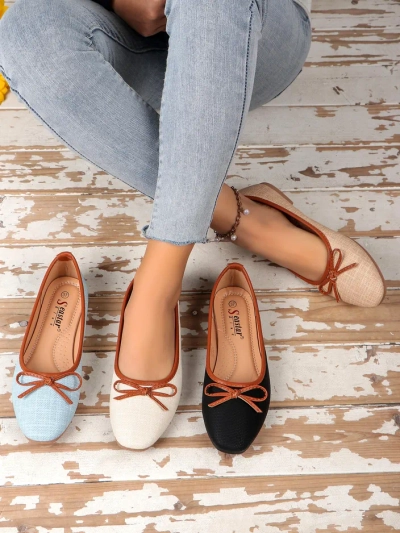 Royalfashion Дамски балерини с блестящи елементи и панделка Aramie