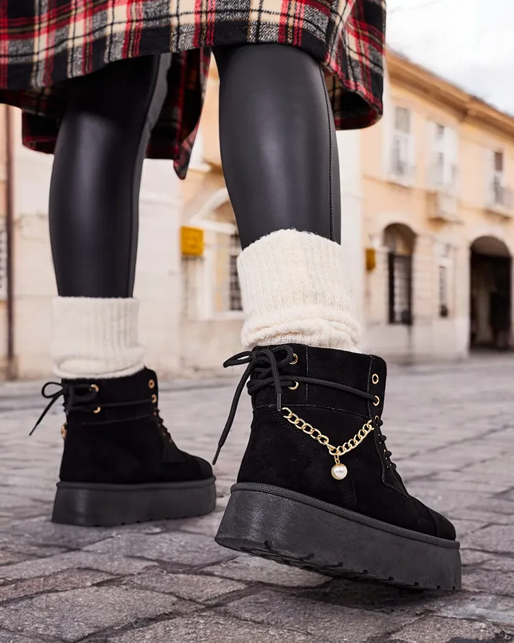 Royalfashion Дамски ботуши с връзки Woruces