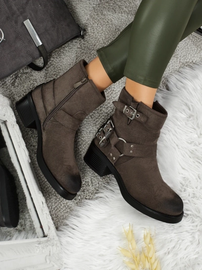 Дамски боти от еко велур с катарами Valtos