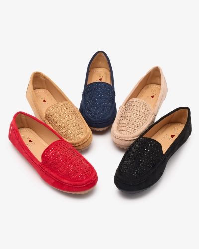 Черни дамски мокасини с циркони Bretika - Обувки