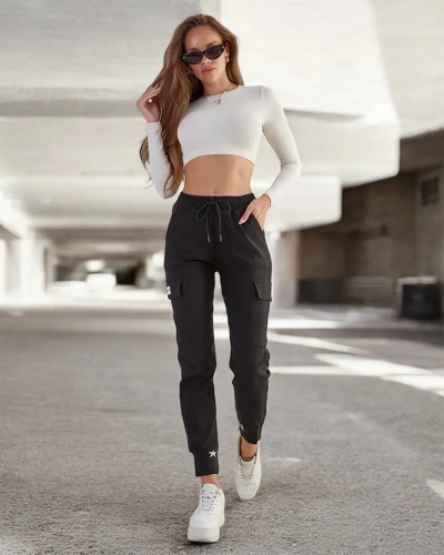 Royalfashion Дамски бойни панталони от памучна материя