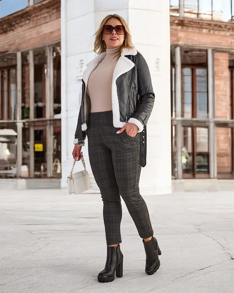 Royalfashion Затоплени дамски панталони с гети PLUS SIZE