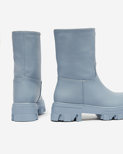 Сини дамски боти с изолация Mekira - Обувки