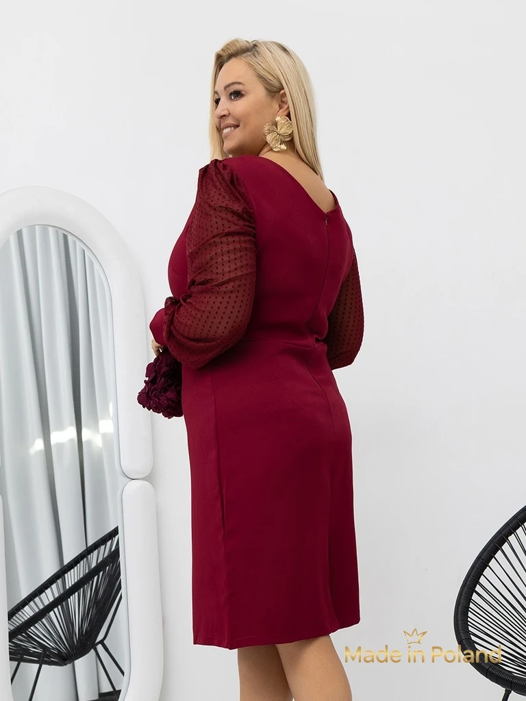 Елегантна дамска мини рокля с ръкави от тюл Evilla