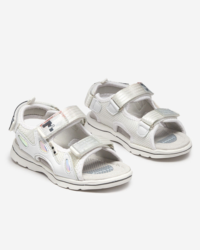 Białe dziecięce sandałki z naszywkami Berigi - Obuwie