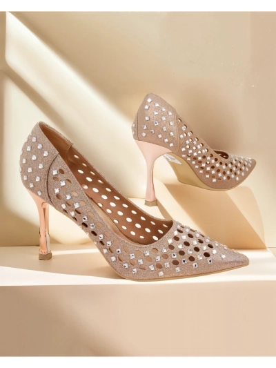 Royalfashion Женски обувки с перфорация и висок ток Ecatte