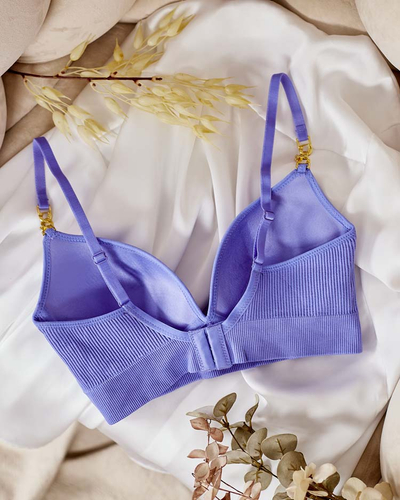 Royalfashion Дамски оребрен сутиен с декоративни презрамки