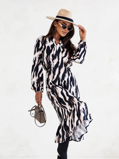 Royalfashion Дамска миди рокля с принт