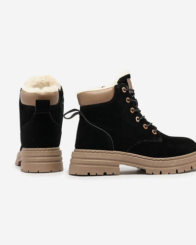 Royalfashion Черно-кафяви дамски изолирани ботуши тип "трапер" Radoras