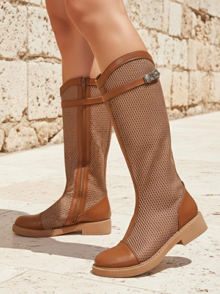 Royalfashion Високи перфорирани дамски боти Овиттоle