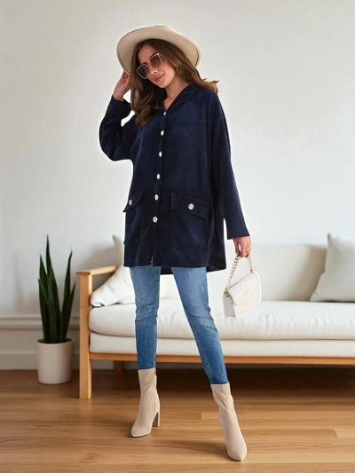 Дамски кардиган Royalfashion със златни копчета PLUS SIZE