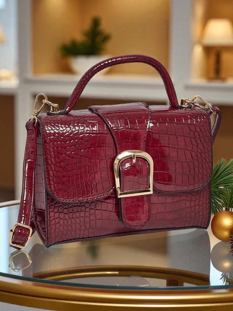 Лакирана малка дамска чанта от еко кожа Orlina