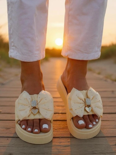 Royalfashion Дамски чехли на платформа с панделка Sento Pace