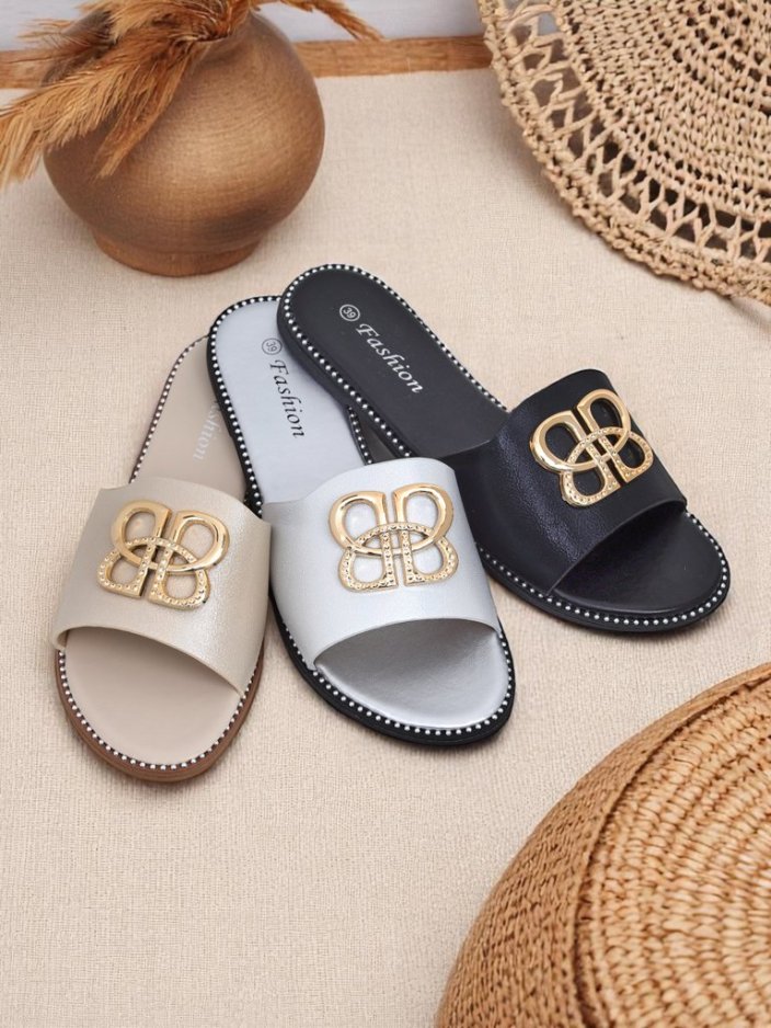 Royalfashion Дамски чехли на равна подметка Aura Gold