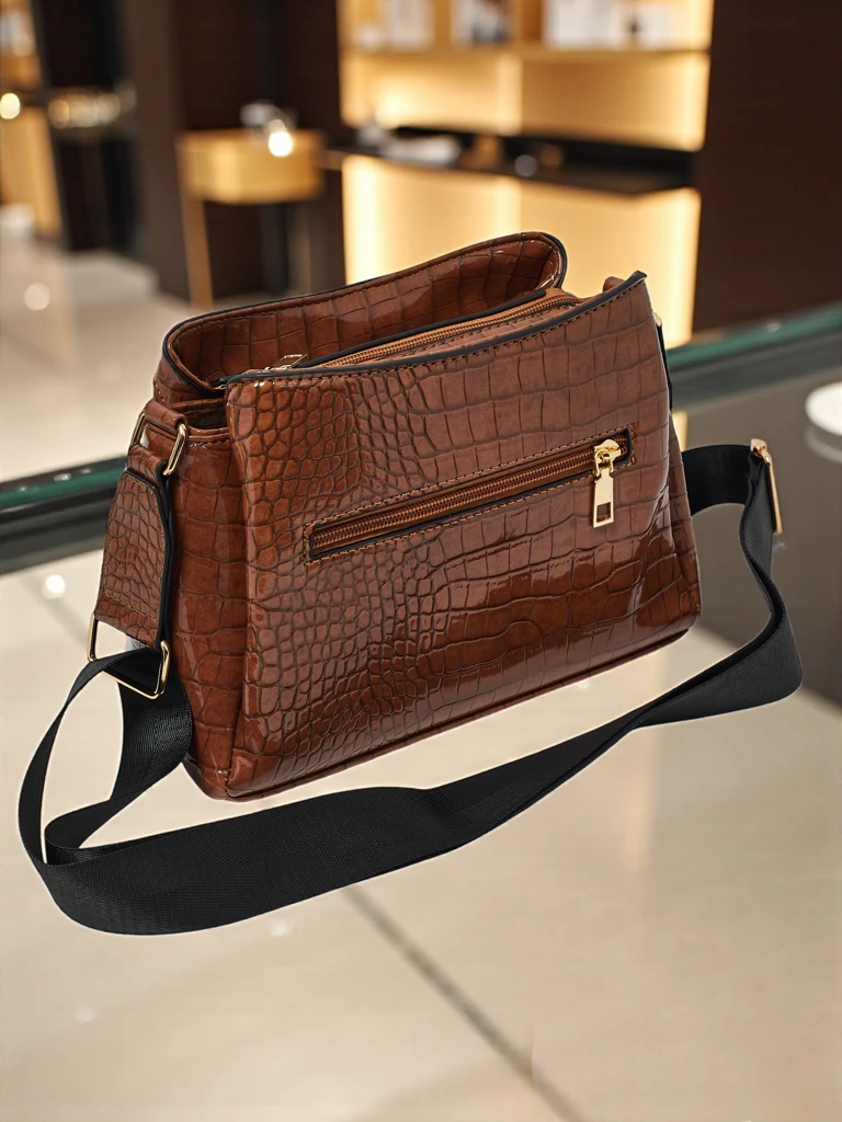 Лакирана малка дамска чанта от еко кожа Midnight Fern