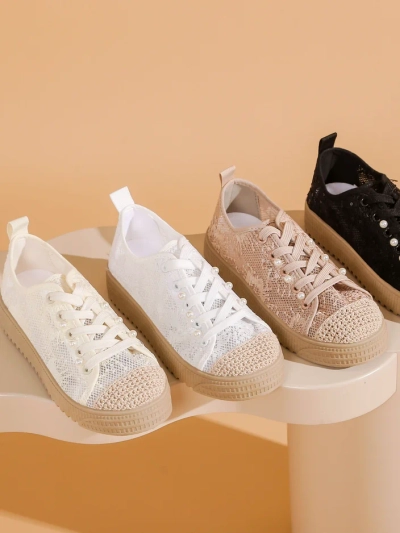 Royalfashion Женски маратонки с дантела и пайети Nille