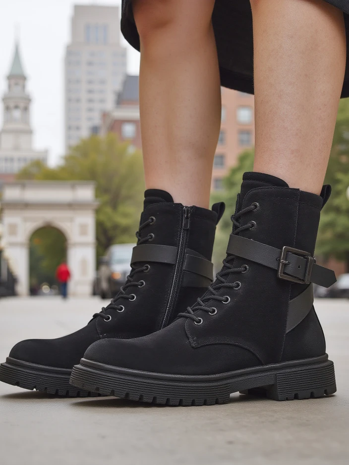 Черни работни обувки на жени до глезена на Miros