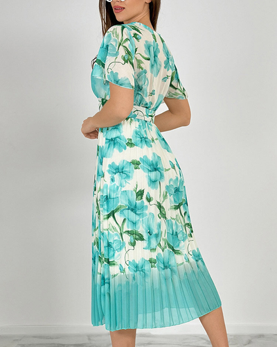 Royalfashion Дамска плисирана флорална миди рокля